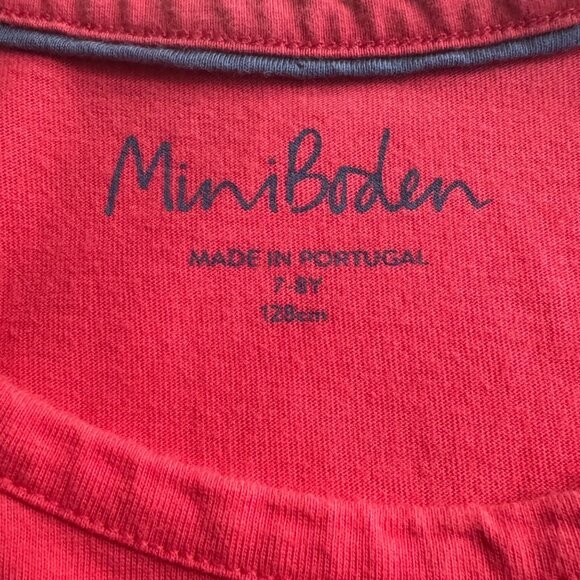 MINI BODEN Unicorn Applique Dress Girls 7-8 128cm Red Stripes Cotton Tunic Girl - Picture 6 of 7